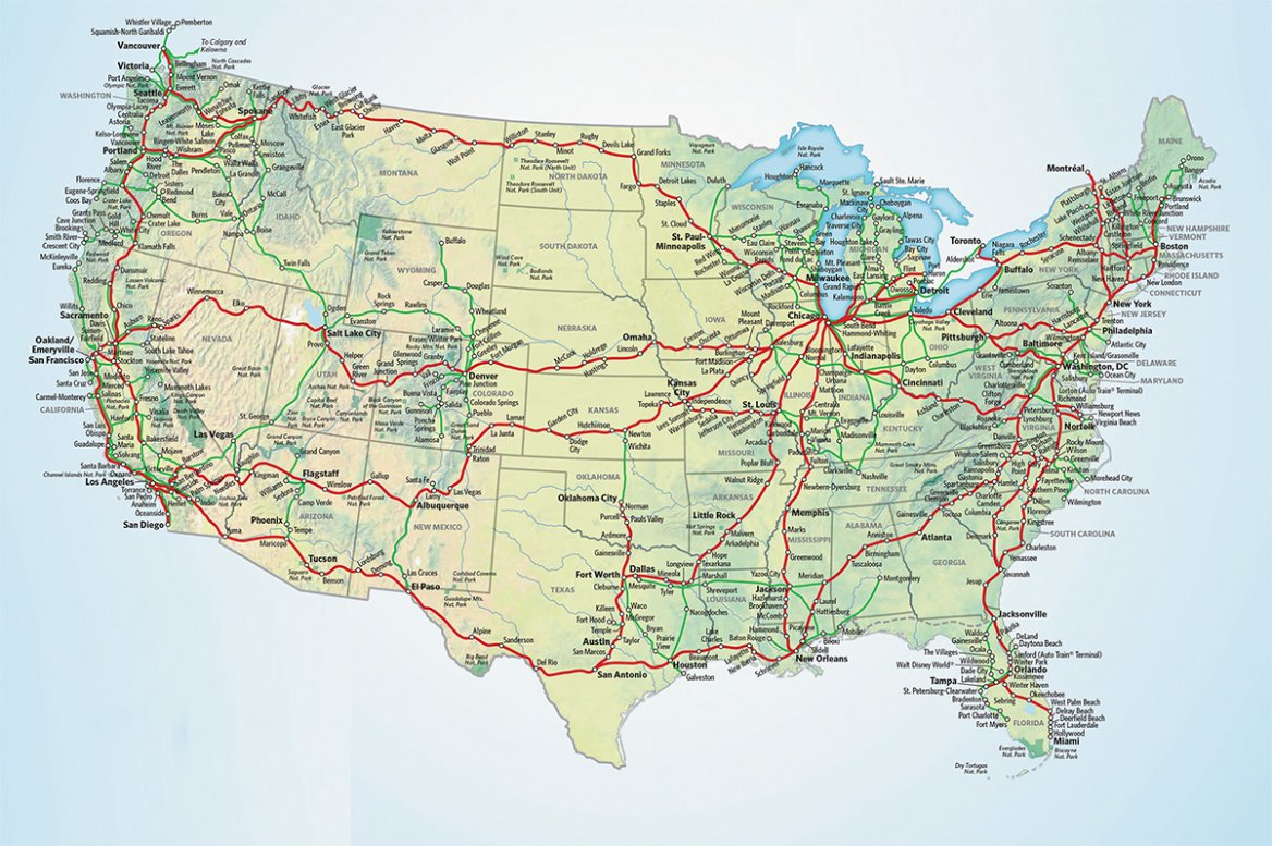 Northern Sky Rail Destinations Map